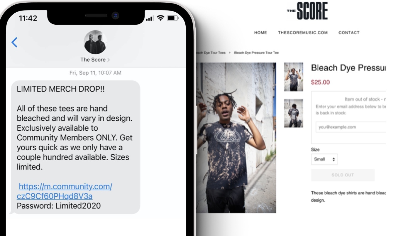 The Score limited bleach-dyed tour tee drop