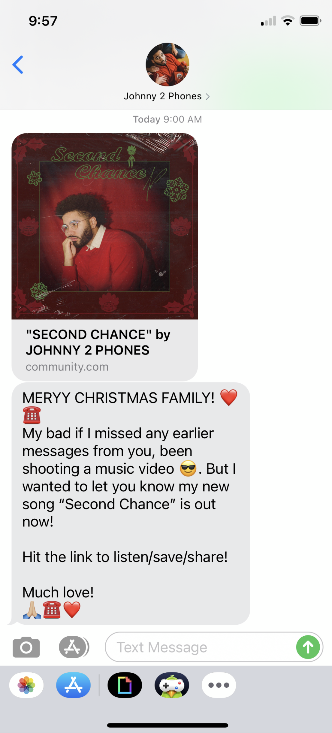 Johnny 2 Phones SMS opt-in for new single
